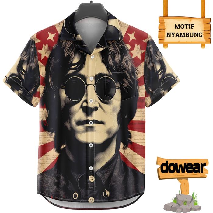 Baju Kemeja Motif Cewe Cowo Motif Full Printing Oversize Pria Wanita Outdoor JOHN LENNON 385