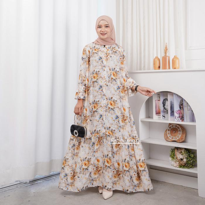 Promo Gamis/Dress Sakura Jumbo Rayon Diamond Ld 110/120 Gamis Hitam Muslim Motif Karet Lembut Nyaman