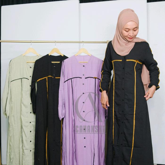 gamis salur bahan polo linen