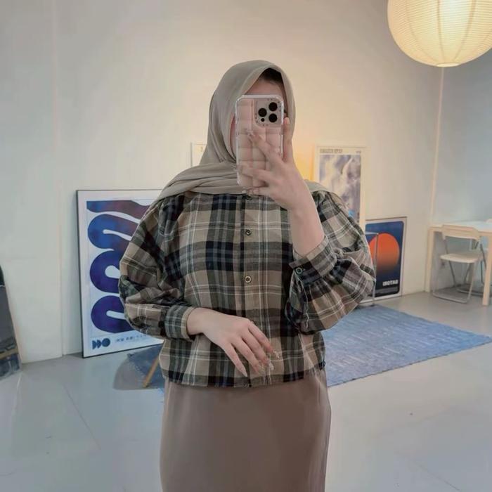 Kemeja Tamara Batwing Flanel Oversize-Rfd