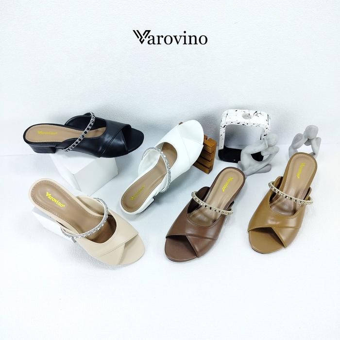 VAROVINO Bettina Sandal Wanita Heels Hak 3 Cm Kulit Sintetis Premium Sol Non Slip Model Menarik Nyam