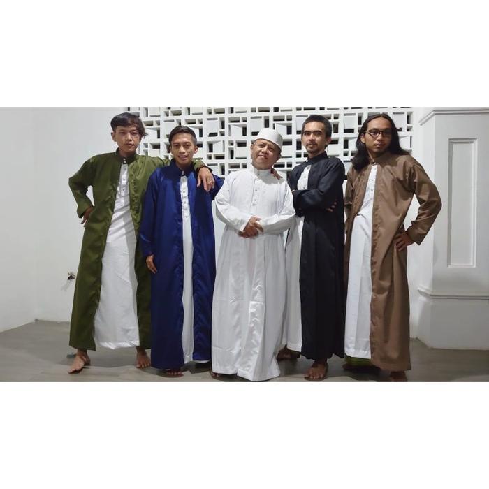 1 set jubah pria luar dalam, jubah hanan 2 in 1, jubah gamis pria premium bahan katun exlusive by al