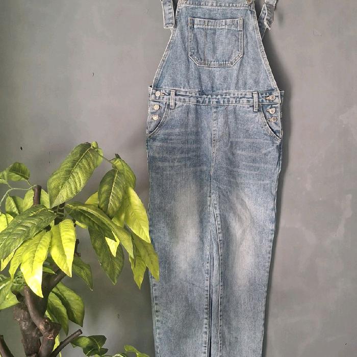 Jumpsuit Jeans S-Bin Celana Panjang Wanita Model Overall Denim Trendy