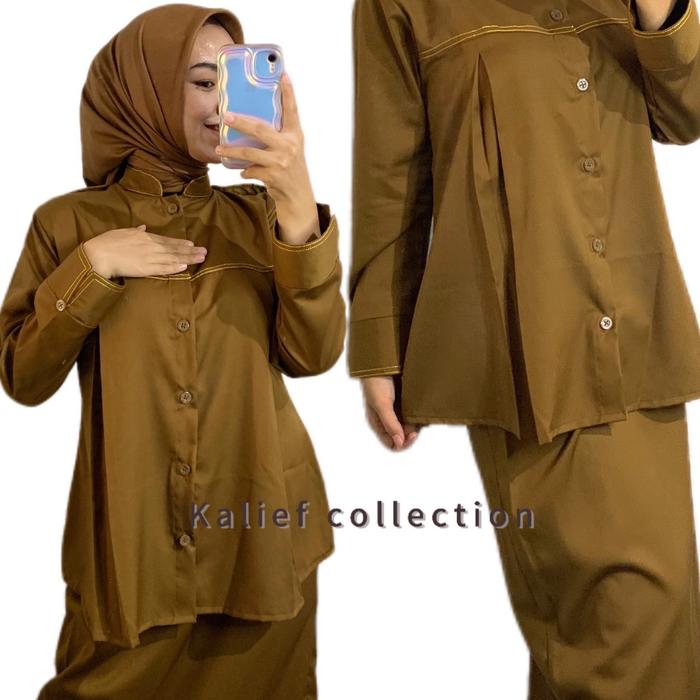 Baju Seragam PDH khaki tua wanita Baju hamil pns Baju hamil