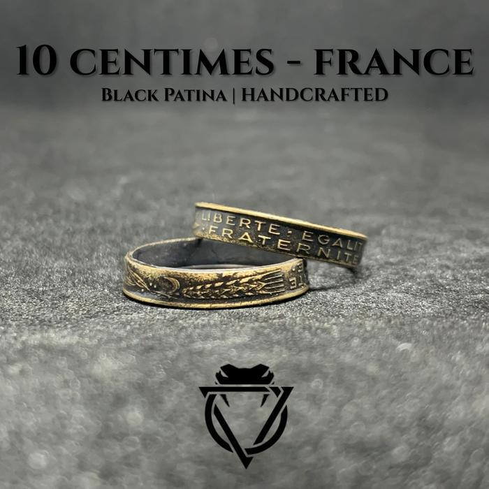 Cincin Pria 10 Centimes Prancis - Black Patina Ring Koin Vintage | ViceRings