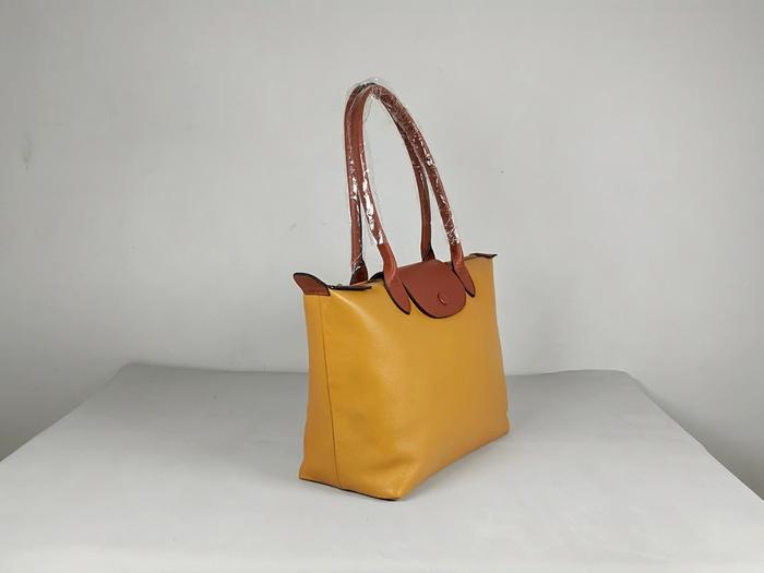 NAMI Leather Tote Bag Wanita Kulit Asli Tas Kerja Ngampus Trendy Totebag Polos Warna Kuning Lemon