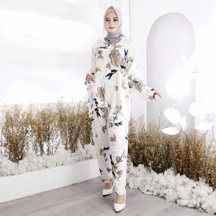 Baju tidur Set Piyama Tie Dye Wanita baju & Celana Panjang selvia PP Jumbo Motif Daun