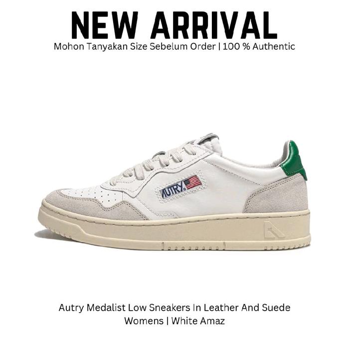 Autry Medalist Low In Leather And Suede Sepatu Sneakers Wanita Original 100 %