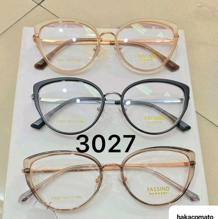 Fassino Kacamata Wanita Model 3027 F3027 52D17 145 Frame Transparan & Hitam Terbaru 2023