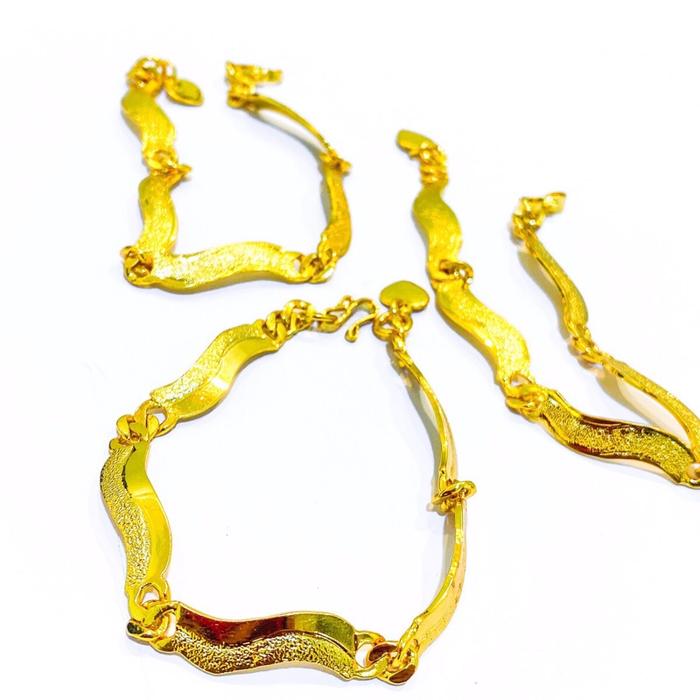 gelang plat bendera viral Lapis Emas 24krt Crum Emas Muda 18gram gelang Cewek Replika Premium Gold