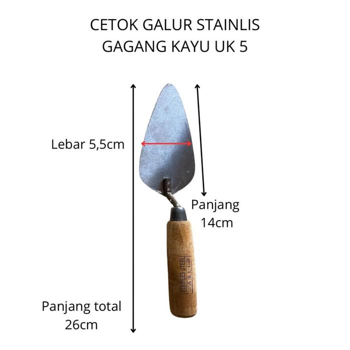 Cetok Galor/Cetok Galur Stainlis Gagang Kayu