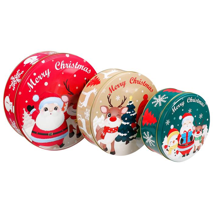 Christmas Tin Box Candy Jar Gift Containers Packing Storage Decor