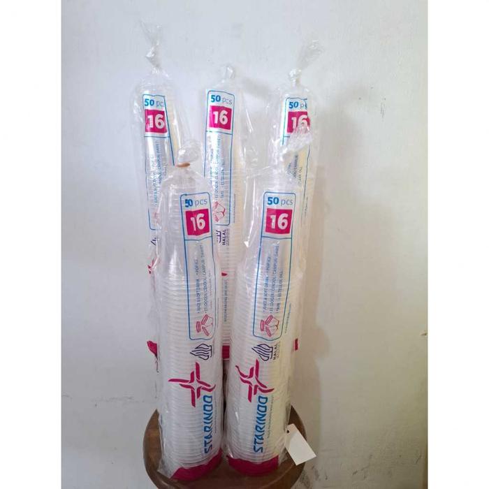 Safitiri (Isi 50 Pcs) (Gelas Saja)Gelas Plastik Merek Starindo 5 Gram (Ukuran 12Oz, 14Oz, 16Oz)