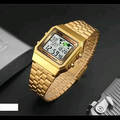 SKMEI 1338 Jam Tangan Pria Digital Stainless Steel Hitam