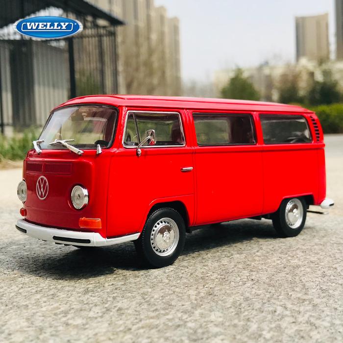 WELLY 1:24 Volkswagen 1972 T2 T1 Alloy BUS Model Diecast Metal Toy