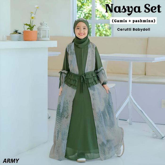 Dress Gamis Anak Premium Nasya Set Kids Ori Mauma Falisha