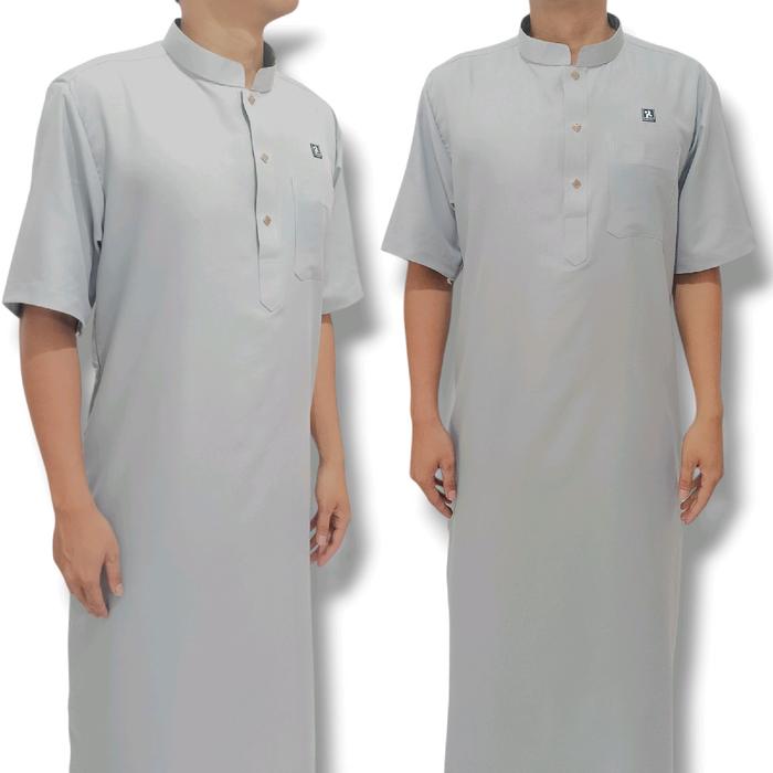 Jubah Pria Afsheen / Pakaian Gamis Pria Muslim Dewasa Lengan Pendek Kancing Katun Panjang Motif