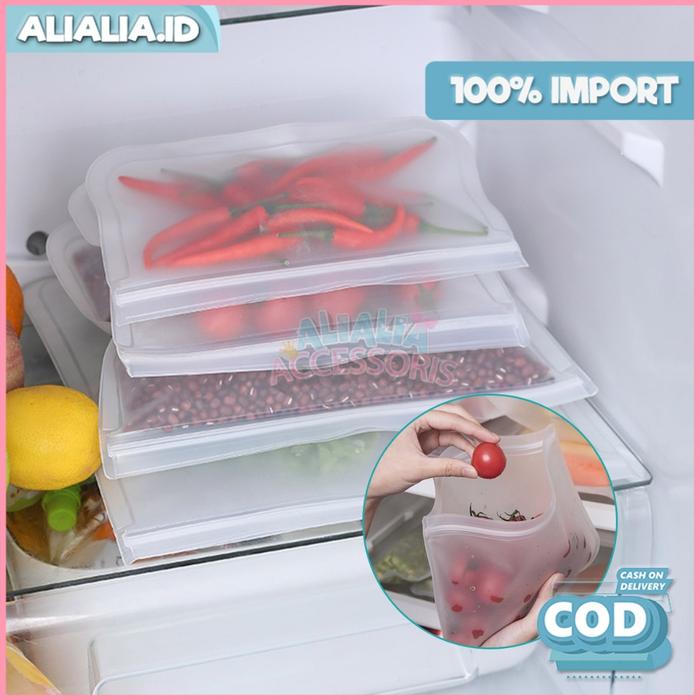 Plastik Kulkas Penyimpanan Makanan Segar Reusable Ziplock Fresh Bahan Tebal Import