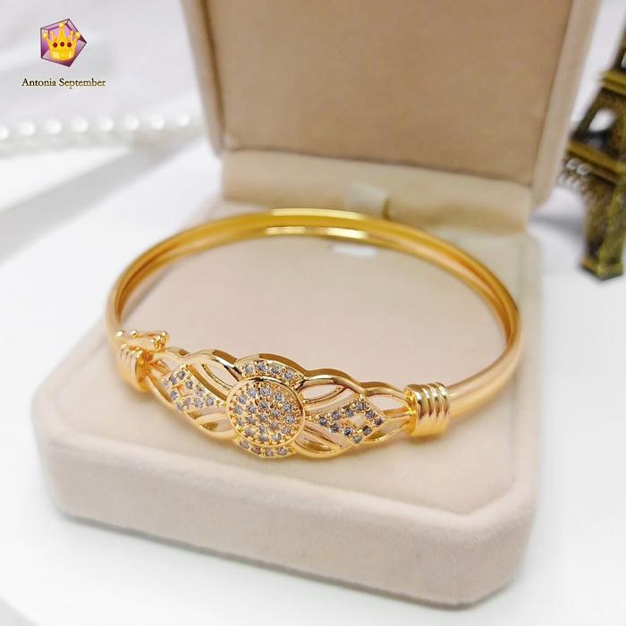 Gelang Bangle Bulat Perhiasan Wanita Dewasa Dan Remaja Motif Esmeralda Permata COD