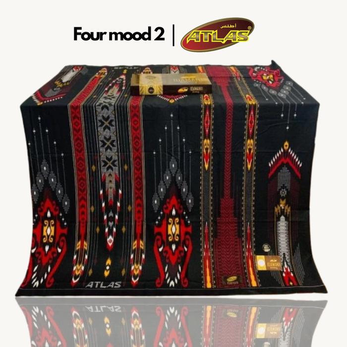 Sarung Atlas Idaman 555 Harmoni Kembang Motif BHS Hitam mix no 1 Halus Sarung Pria Dewasa Remaja Sup