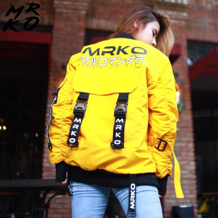 MRKO - Jaket Bomber Kode 095 - Unisex Pria Wanita - Jaket - Bahan Taslan Motif Simple Keren Casual D