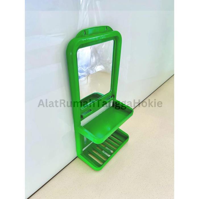 Rak Cermin Kamar Mandi Dinding Sabun Tempel Kosmetik Make Up Kaca Gantung Tempat Sabun Kaca Plastik