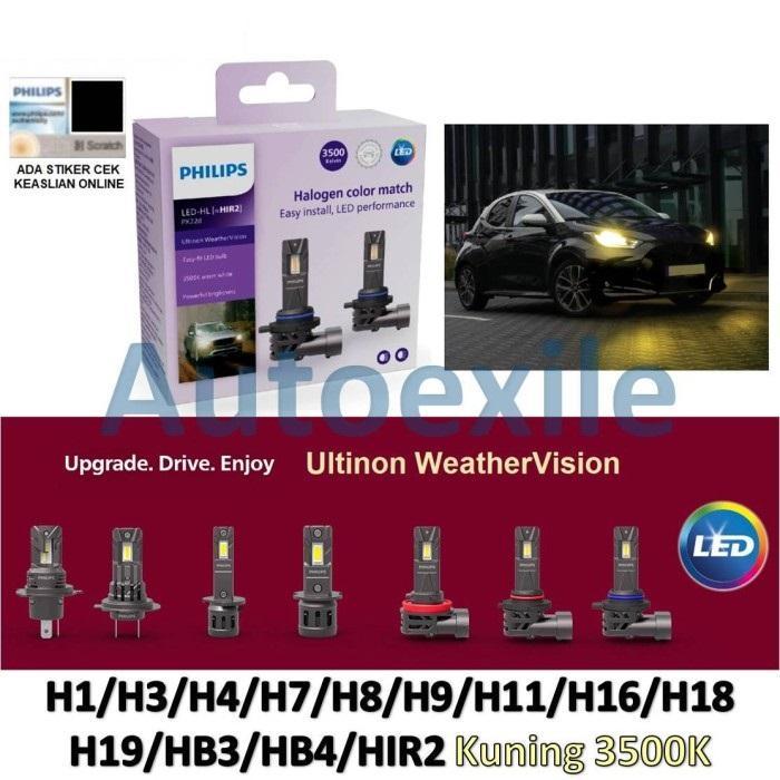 PHILIPS WEATHERVISION LED H3 H4 H7 H11 H18 H19 HB3 HB4 3500K KUNING