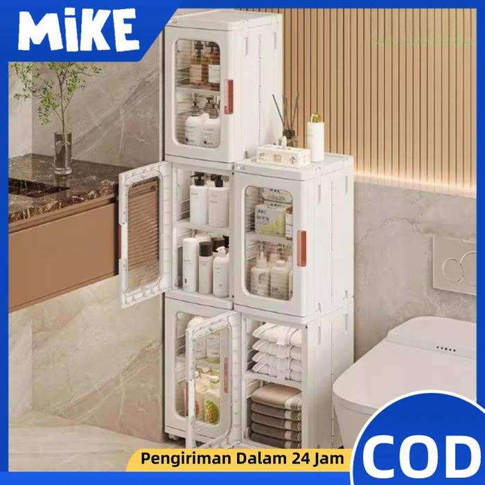 MIKE Rak Sepatu Lipat Lemari Susun Serbaguna LEORA Lemari Pakaian Plastik Lemari Toilet Dapur