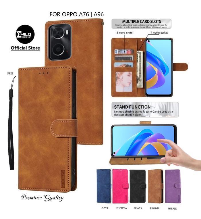 Wilocase Untuk Oppo A76 | Oppo A96 Flip Leather Case Premium/Case Hp Dompet Terbaru