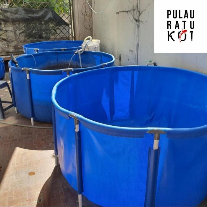 Kolam VAT besar size M karantina ikan Pulau Ratu Koi D150 T80 full set dan dapat dilipat