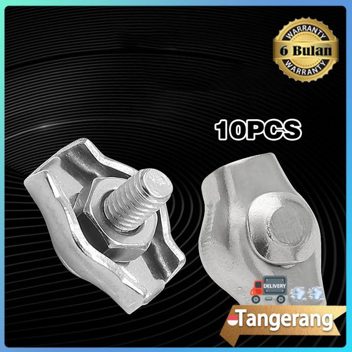 10PCS Klem Seling Stainless M2 / Wire Rope Clip M2 / Clamp Klem Sling Seling Baja