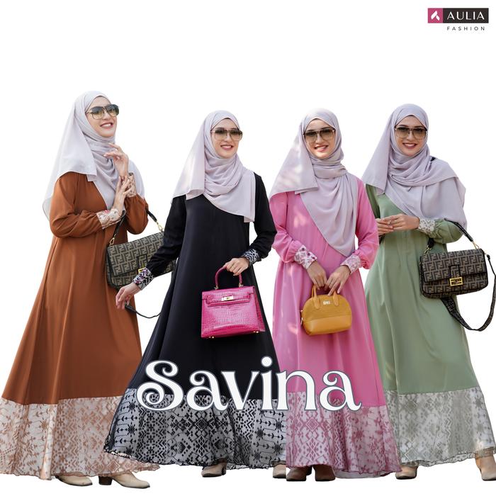 Aulia Fashion Abaya SAVINA Gamis Broklat Ibu Elegan Size Lengkap Wudhu Friendly Busui Friendly Mater