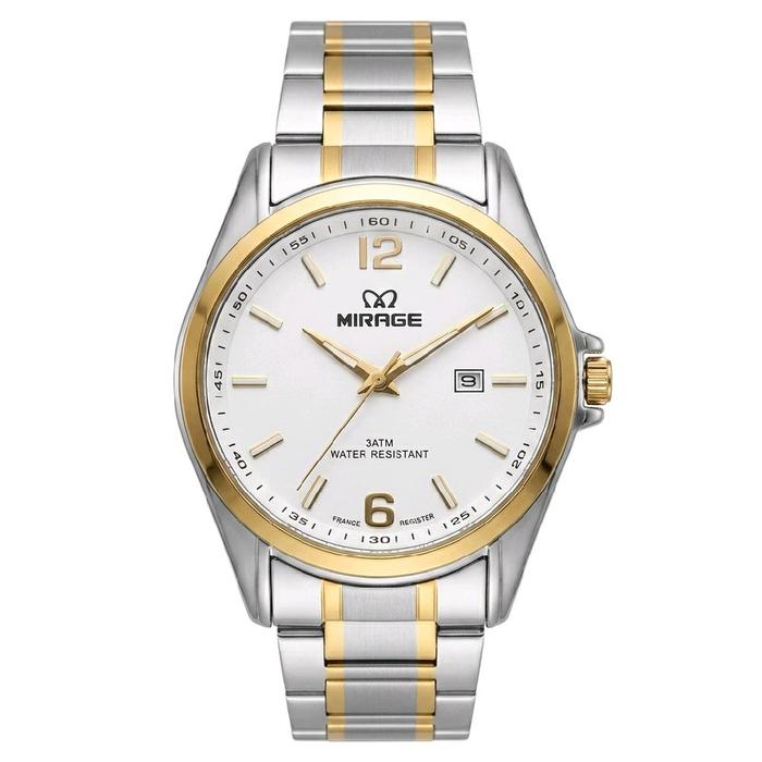 Mirage 8710 silver gold jam tangan pria original