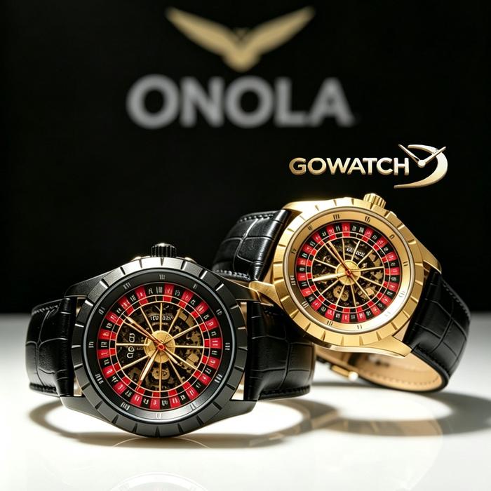 ONOLA Rolet Watch Man Jam Pria Roulette Spin Putar Otomatis Original Terkini Mewah Keren Unik (W3-00