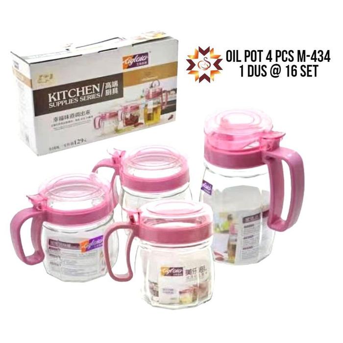 (4 pcs) KITCHEN JAR SET / TEMPAT BUMBU DAN MINYAK / TOPLES BUMBU / BOTOL MINYAK FREE PACKING DUS VD