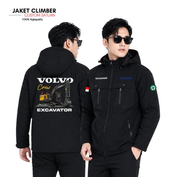 Jaket Pria Crew Excavator Volvo Hoodie Parasut Wf - Jaket Custom Perusahaan Alat Berat Volvo