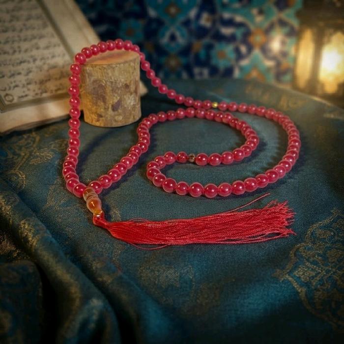 Tasbih 99 BATU  GIOK BURMA MERAH CRYSTAL 8MM ASLI /ORI