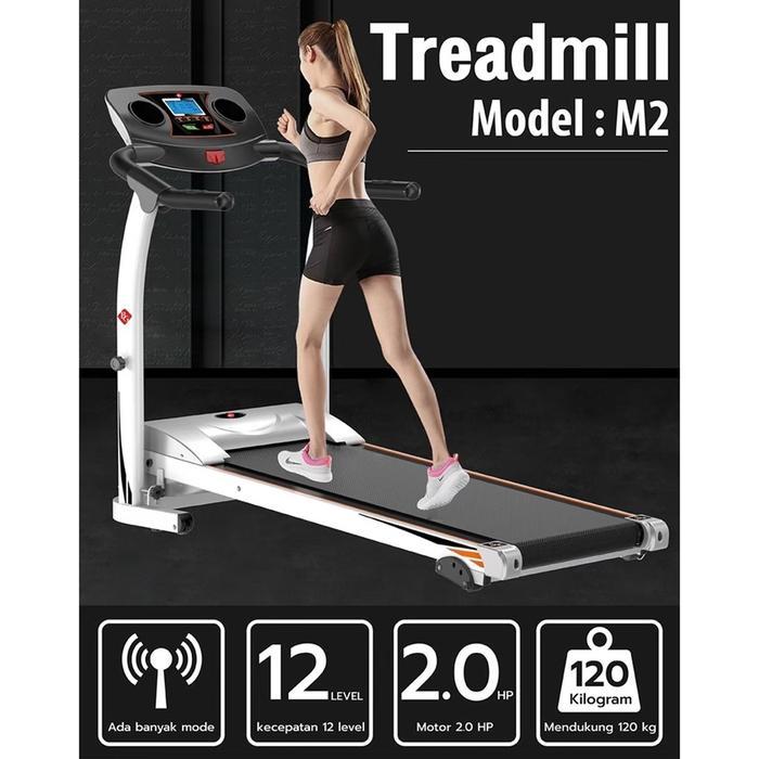 promo - bgsport treadmill elektrik lipat fitness cardio model m2 kaki otot gym  jogging lari
