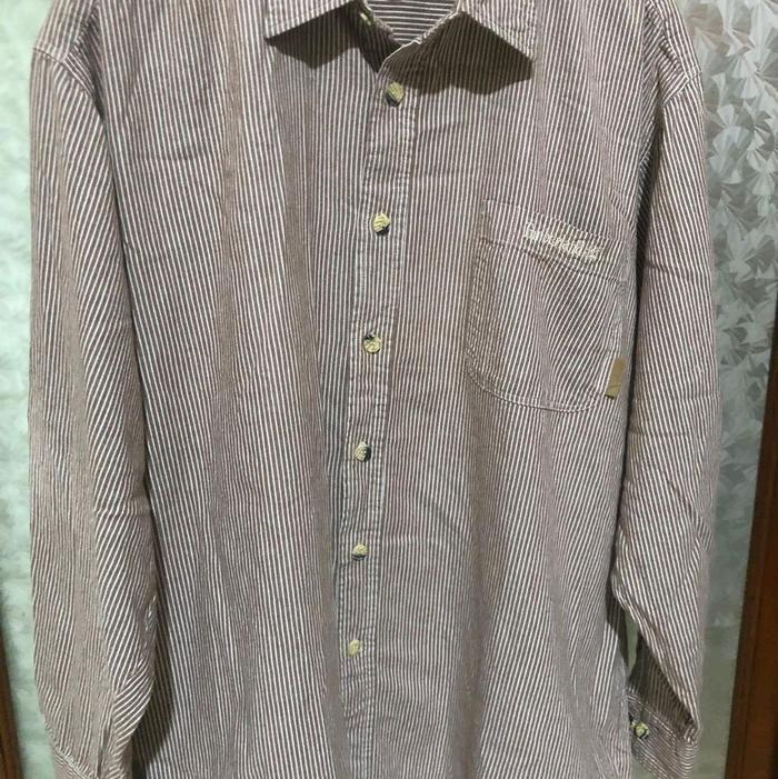 Kemeja garis2 timberland size besar kemeja pria baju pria bahan tidak tipis halus