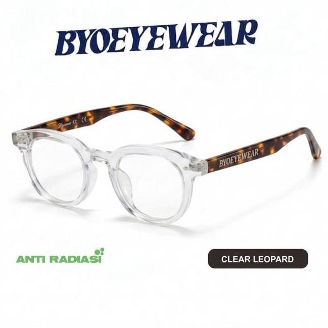 Byooeyewear Kacamata Anti radiasi pria wanita kekinian frame leopard clear transparant kacamata fram