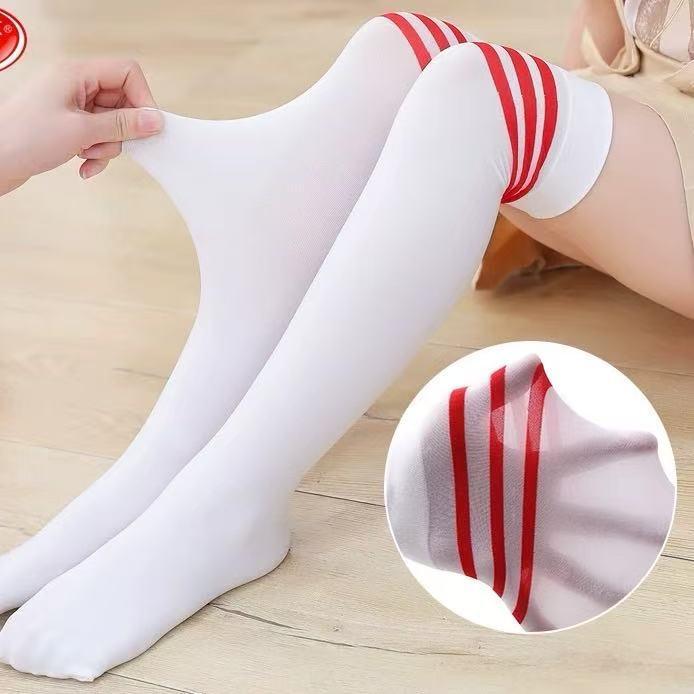 【Mylady】Stocking panjang atas lutut lembut outfit  merah kaos kaki red stoking sports Pilates