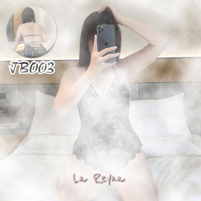 Lareyna Lingerie Jumbo Sexy Bodysuit Full Lace Transparan Teddy Tali Leher Crotchless JB003