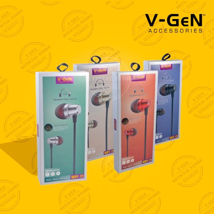 Headset Murah V-GeN VEP1-21 Wired Earphone Headset Stereo Sound original VGEN