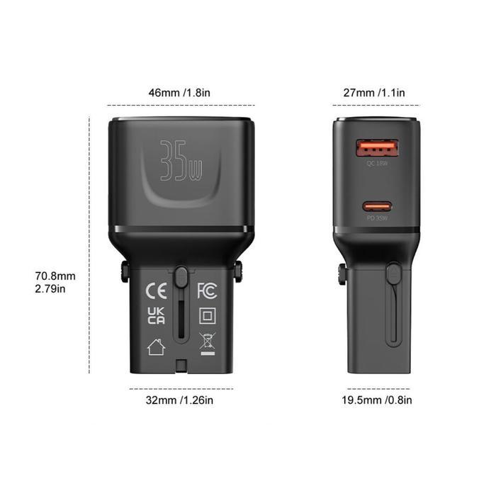 Mediatech Universal Travel Adaptor 35W Mt 810 Mini - 630011 Terlaris