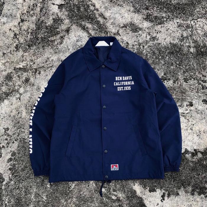 BEN DAVIS COACH JACKET SLEEVE PRINT NAVY