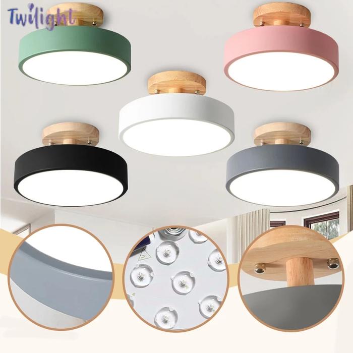 ASLI lampu langit -langit LED 3 warna Penyesuaian Bulat Macaron Ceiling Light rumah tangga ruang tam