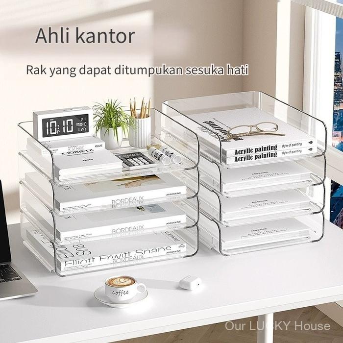 Kotak Storage Meja Desktop Organizer Alat Tulis Stationery Rak Kosmetik Dapur Dokumen Kantor Tray De