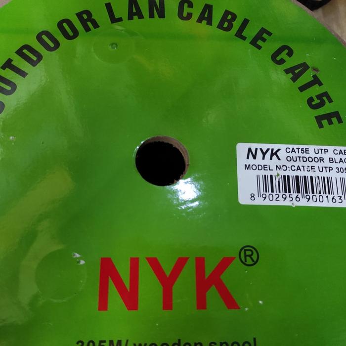 Kabel LAN Cat 5E OUTDOOR HITAM ROLL NYK double Jacket (kayu hijau)