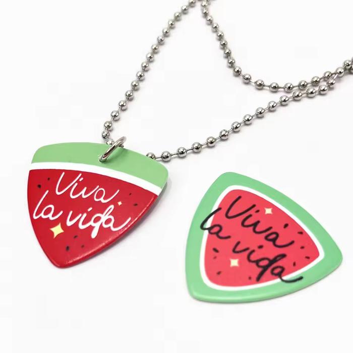 Hai.nadine - Kalung Viva La Vida Keychain Twinkling Watermelon Liontin Pick Gitar Titanium Bola Biji
