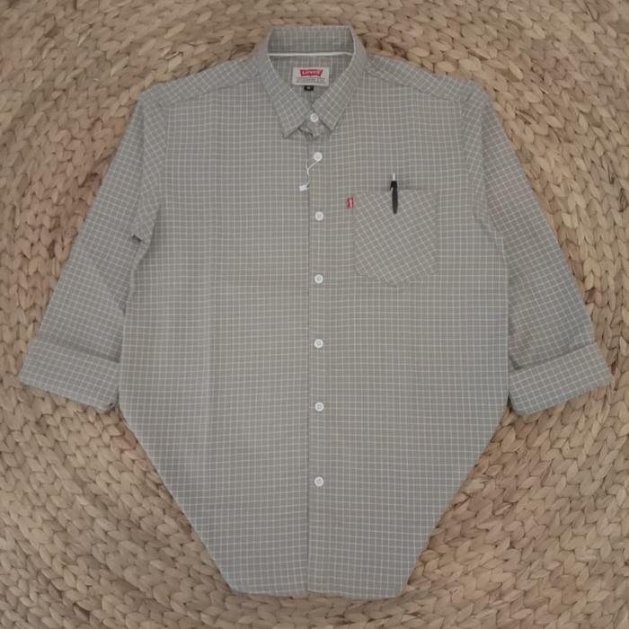 Kemeja 501 USA Original lengan panjang terbaru/ kemeja flannel kotak kotak formal lengan panjang pri